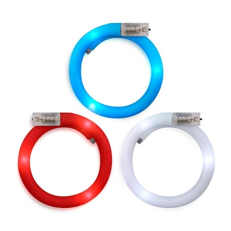 Endless Games Adjustable Assrtd Color Light Up Patriotic Tube Bracelets for 4th of July, Red, White & Blue, 12PK EN3332184